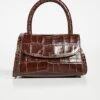 BY FAR Mini Nutella Croco Top Handle Bag