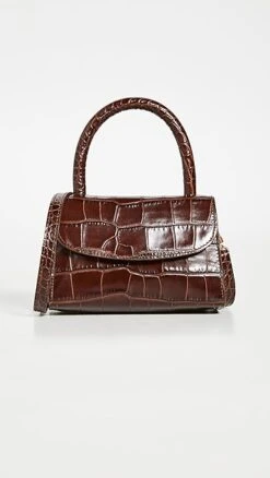 BY FAR Mini Nutella Croco Top Handle Bag