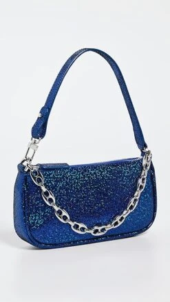 BY FAR Mini Rachel Blue Disco Dot Leather