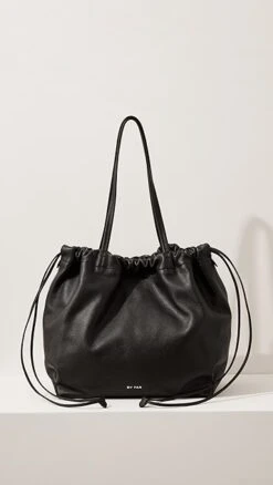 BY FAR Oslo Black Small Grain Calf Leather Bag