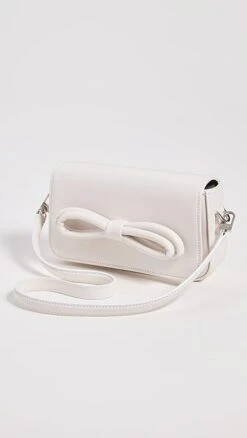 MACH & MACH Puffed Bow Ivory Leather Bag