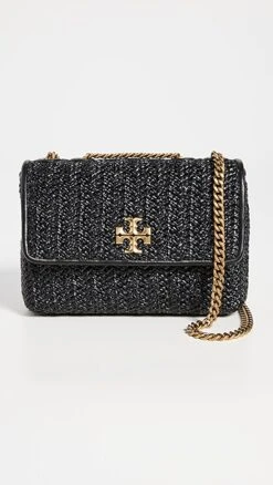 Tory Burch Small Kira Chevron Lacquered Raffia Convertible Shoulder Bag