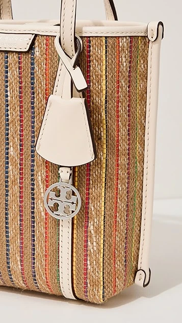 Tory Burch Mini Perry Raffia Stripe Tote 6 Tory Burch Mini Perry Raffia Stripe Tote - Image 4