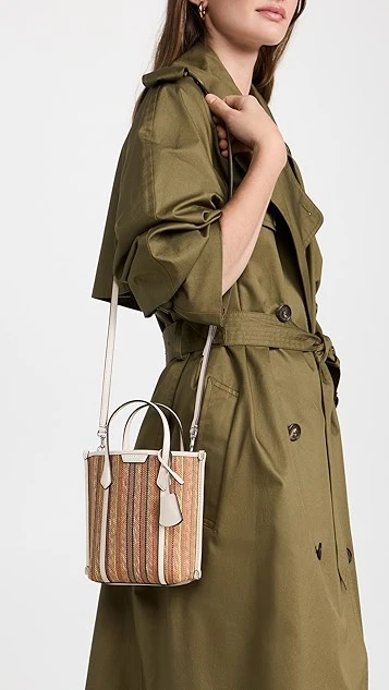 Tory Burch Mini Perry Raffia Stripe Tote 4 Tory Burch Mini Perry Raffia Stripe Tote - Image 2