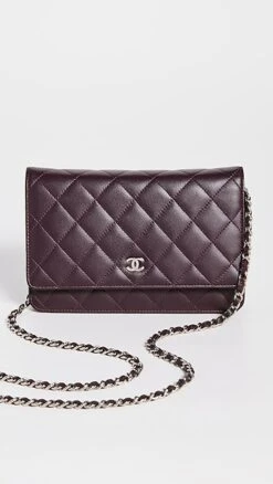 What Goes Around Comes Around Chanel Purple Lambskin Chain Wallet