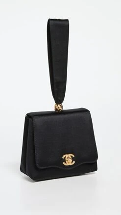 What Goes Around Comes Around Chanel Black Satin Handbag Mini