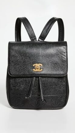 What Goes Around Comes Around Chanel Black Caviar 3cc Backpack Medium