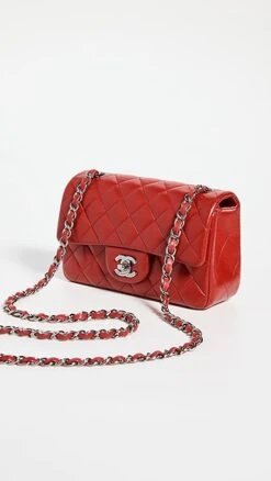 What Goes Around Comes Around Chanel Red Lambskin Rectangular Flap Mini Bag