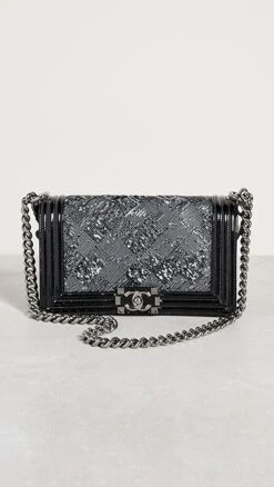 What Goes Around Comes Around Chanel Black Patent Boy Medium