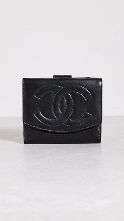 What Goes Around Comes Around Chanel Black Lambskn Timeless Cc Compact Wallet