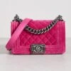 What Goes Around Comes Around Chanel Pink Velvet Boy Small