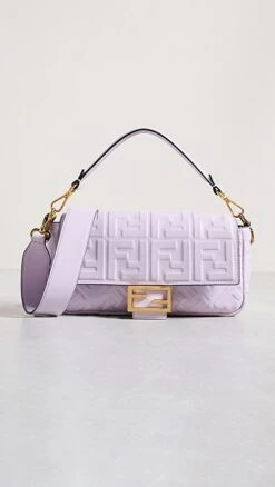 What Goes Around Comes Around Fendi Purple Embossed Convertible Baguette Bag