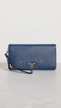 What Goes Around Comes Around Prada Blue Saffiano Crossbody Mini Bag