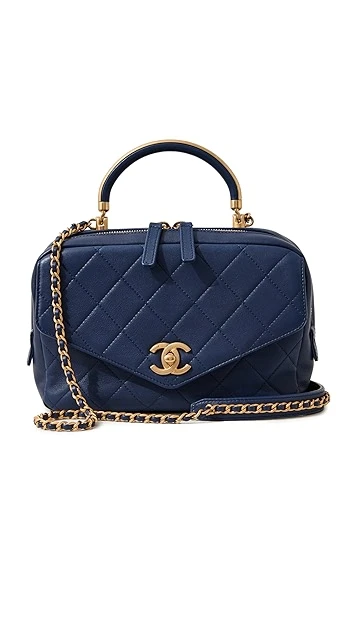What Goes Around Comes Around Chanel Blue Lambskin Envelope Flip Top Handle Bag 7 What Goes Around Comes Around Chanel Blue Lambskin Envelope Flip Top Handle Bag - Image 5