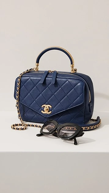 What Goes Around Comes Around Chanel Blue Lambskin Envelope Flip Top Handle Bag 4 What Goes Around Comes Around Chanel Blue Lambskin Envelope Flip Top Handle Bag - Image 2