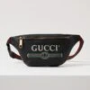 What Goes Around Comes Around Gucci Black Leather Logo Print Belt Bag Small