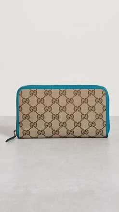 What Goes Around Comes Around Gucci Blue Canvas Ab Zip-Around Wallet