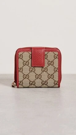 What Goes Around Comes Around Gucci Red Canvas French Zip-Around Wallet