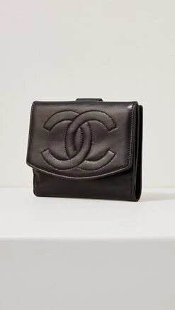 What Goes Around Comes Around Chanel Black Lambskin Timeless CC Compact Wallet