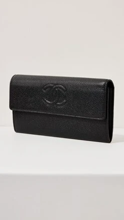 What Goes Around Comes Around Chanel Black Caviar Long Wallet