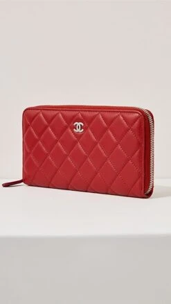 What Goes Around Comes Around Chanel Red Lambskin Zip Around Wallet