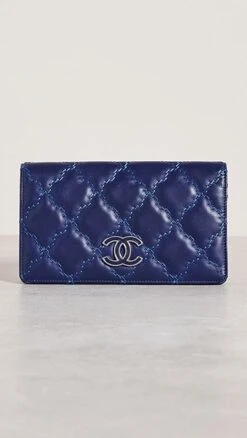 What Goes Around Comes Around Chanel Blue Hampton Enamel Wallet