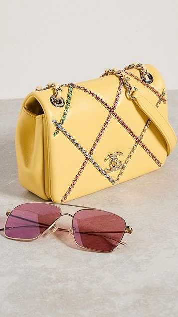 What Goes Around Comes Around Chanel Yellow Lambskin Entwined Chain Flap Sm 4 What Goes Around Comes Around Chanel Yellow Lambskin Entwined Chain Flap Sm - Image 2