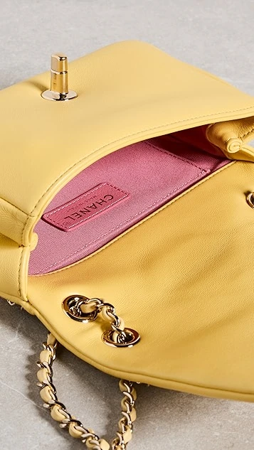 What Goes Around Comes Around Chanel Yellow Lambskin Entwined Chain Flap Sm 8 What Goes Around Comes Around Chanel Yellow Lambskin Entwined Chain Flap Sm - Image 6