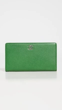What Goes Around Comes Around Chanel Green Caviar Long Wallet