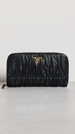 What Goes Around Comes Around Prada Black Nappa Gaufre Wallet