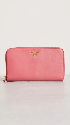 What Goes Around Comes Around Prada Pink Saffiano Zip Around Wallet